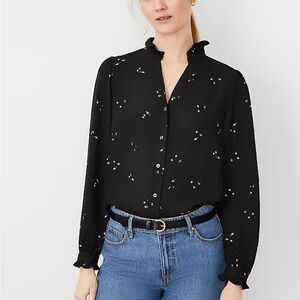 Ann Taylor Black Floral Women's Top